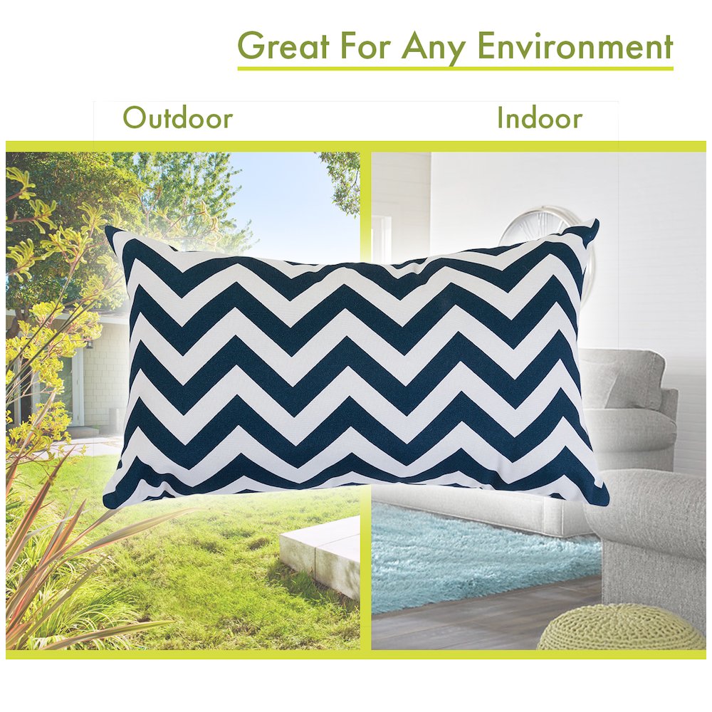 Majestic Home Goods Pillow 12x20 Chevron Navy. Picture 4