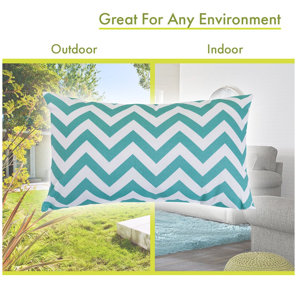 Majestic Home Goods Pillow 12x20 Chevron Teal. Picture 4