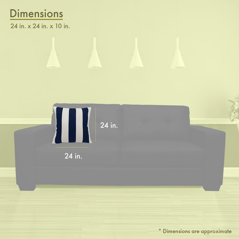 Majestic Home Goods Pillow 24x24 Vertical Stripe Navy. Picture 3