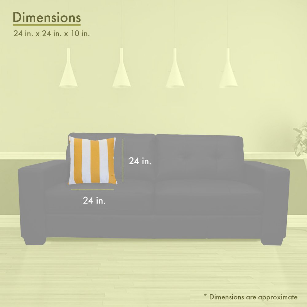 Majestic Home Goods Pillow 24x24 Vertical Stripe Yellow. Picture 3