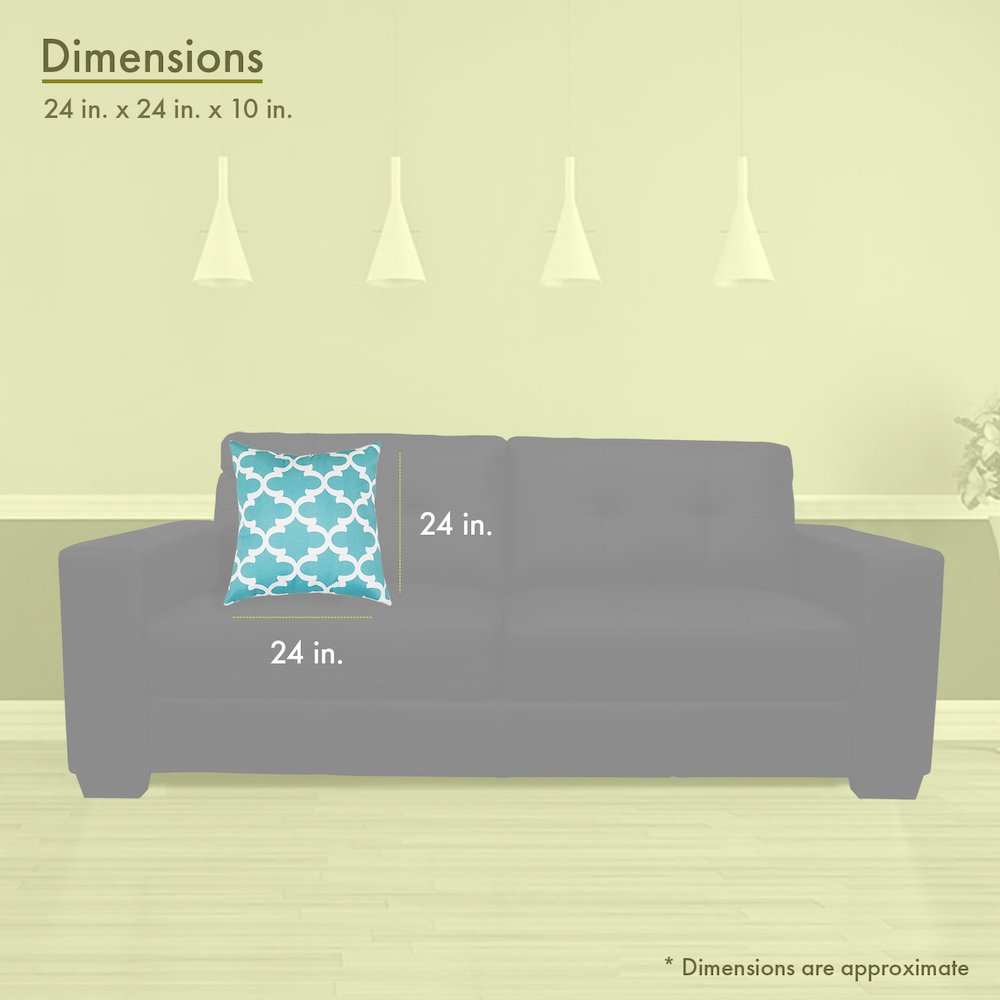 Majestic Home Goods Pillow 24x24 Trellis Teal. Picture 3