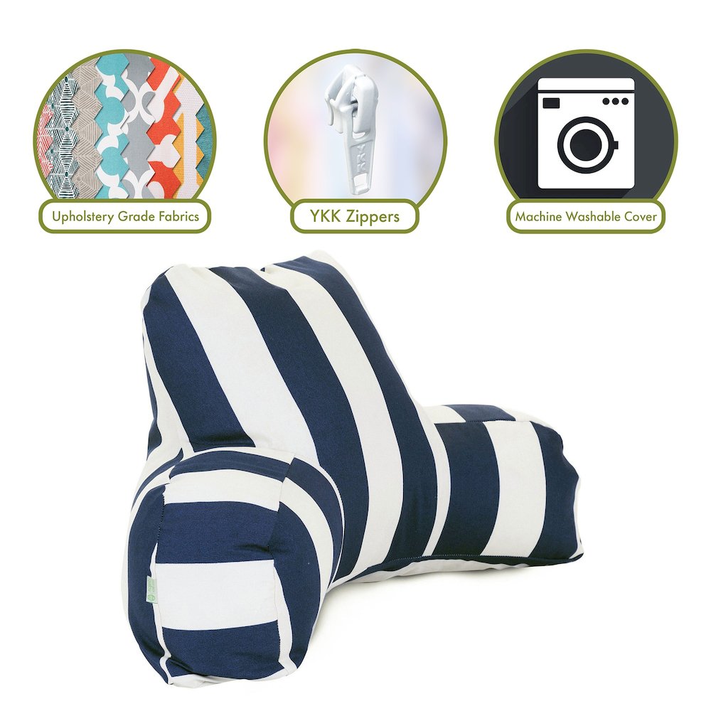 Majestic Home Goods Reading Pillow Vertical Stripe Navy. Picture 2