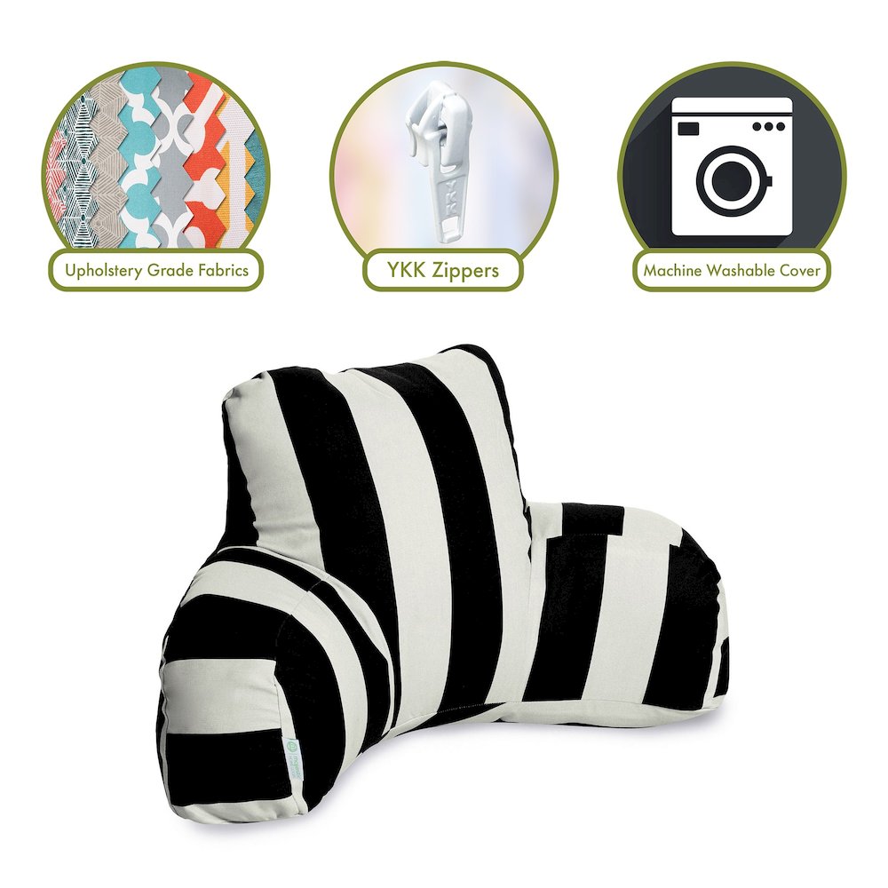 Majestic Home Goods Reading Pillow Vertical Stripe Black. Picture 2