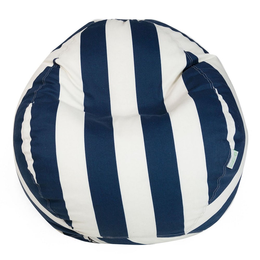 Majestic Home Goods Small Bean Bag Vertical Stripe Navy. Picture 1