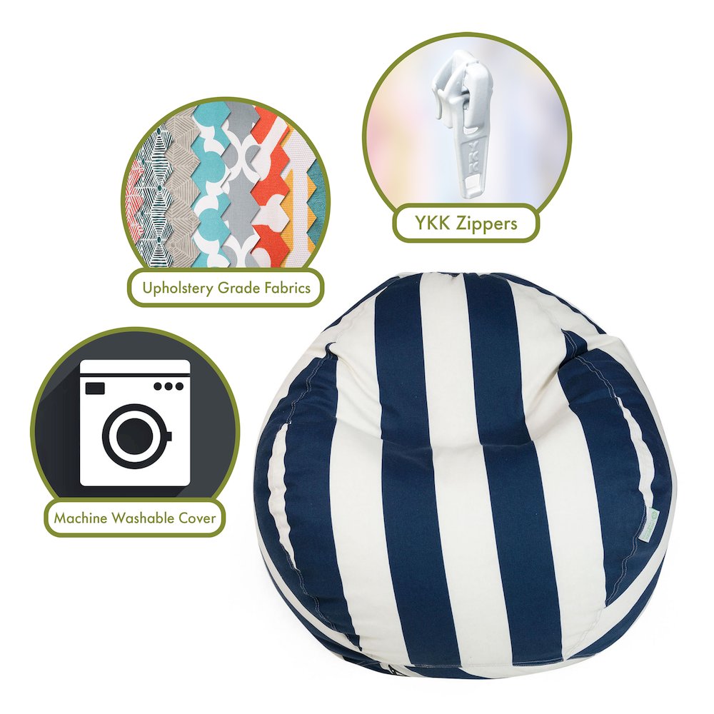 Majestic Home Goods Small Bean Bag Vertical Stripe Navy. Picture 2