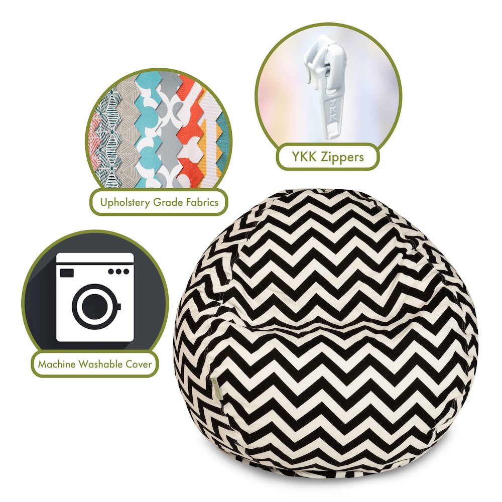 Majestic Home Goods Small Bean Bag Chevron Black. Picture 2