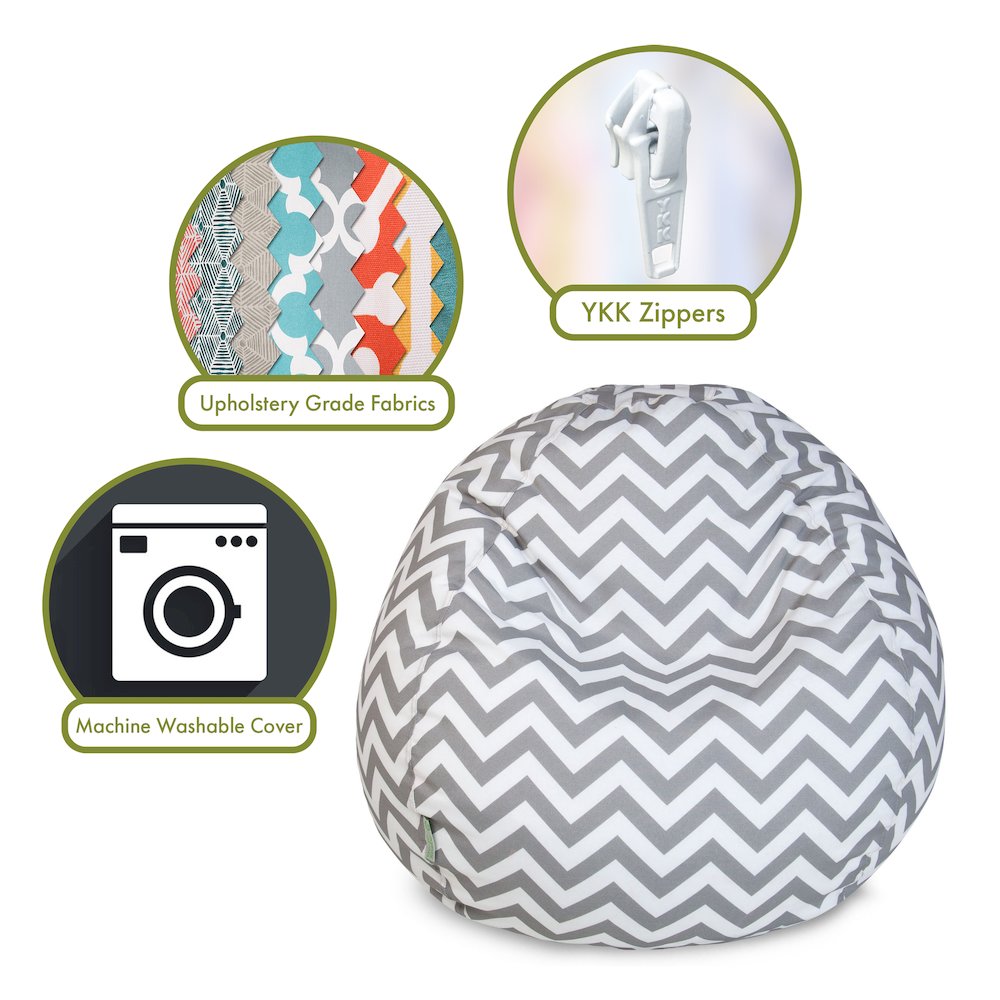 Majestic Home Goods Small Bean Bag Chevron Gray. Picture 2