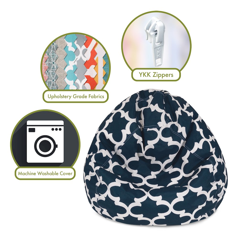 Majestic Home Goods Small Bean Bag Trellis Navy. Picture 2