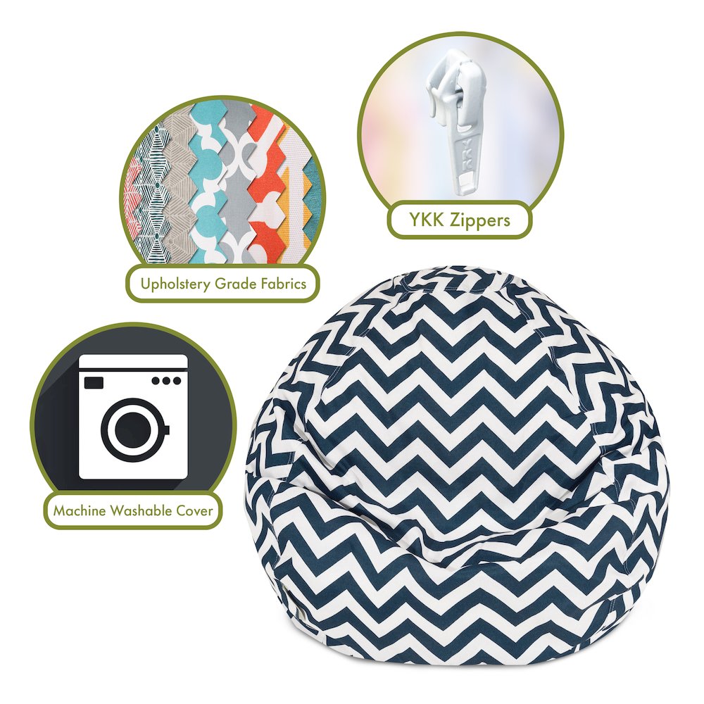 Majestic Home Goods Small Bean Bag Chevron Navy. Picture 2