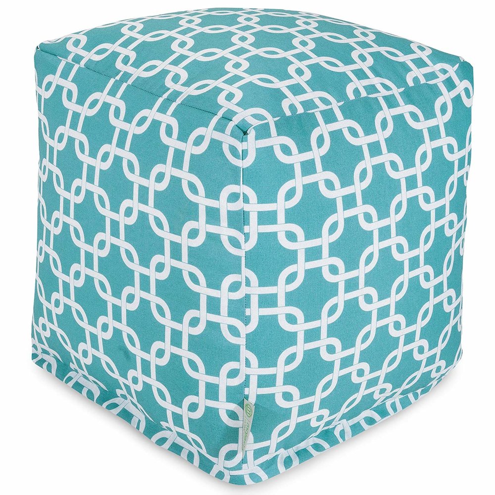 Majestic Home Goods Cube Pouf Links Teal. Picture 1