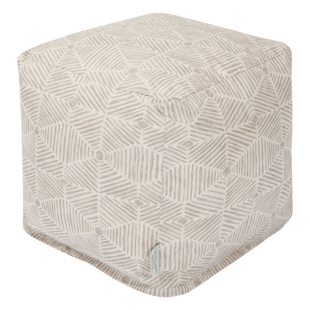Majestic Home Goods Cube Pouf Charlie Beige Metallic. Picture 1