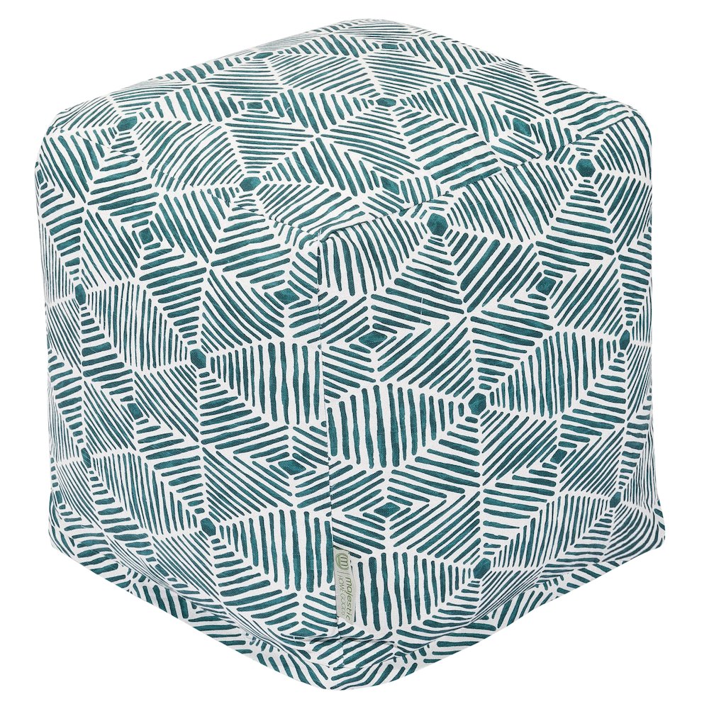 Majestic Home Goods Cube Pouf Charlie Emerald. Picture 1