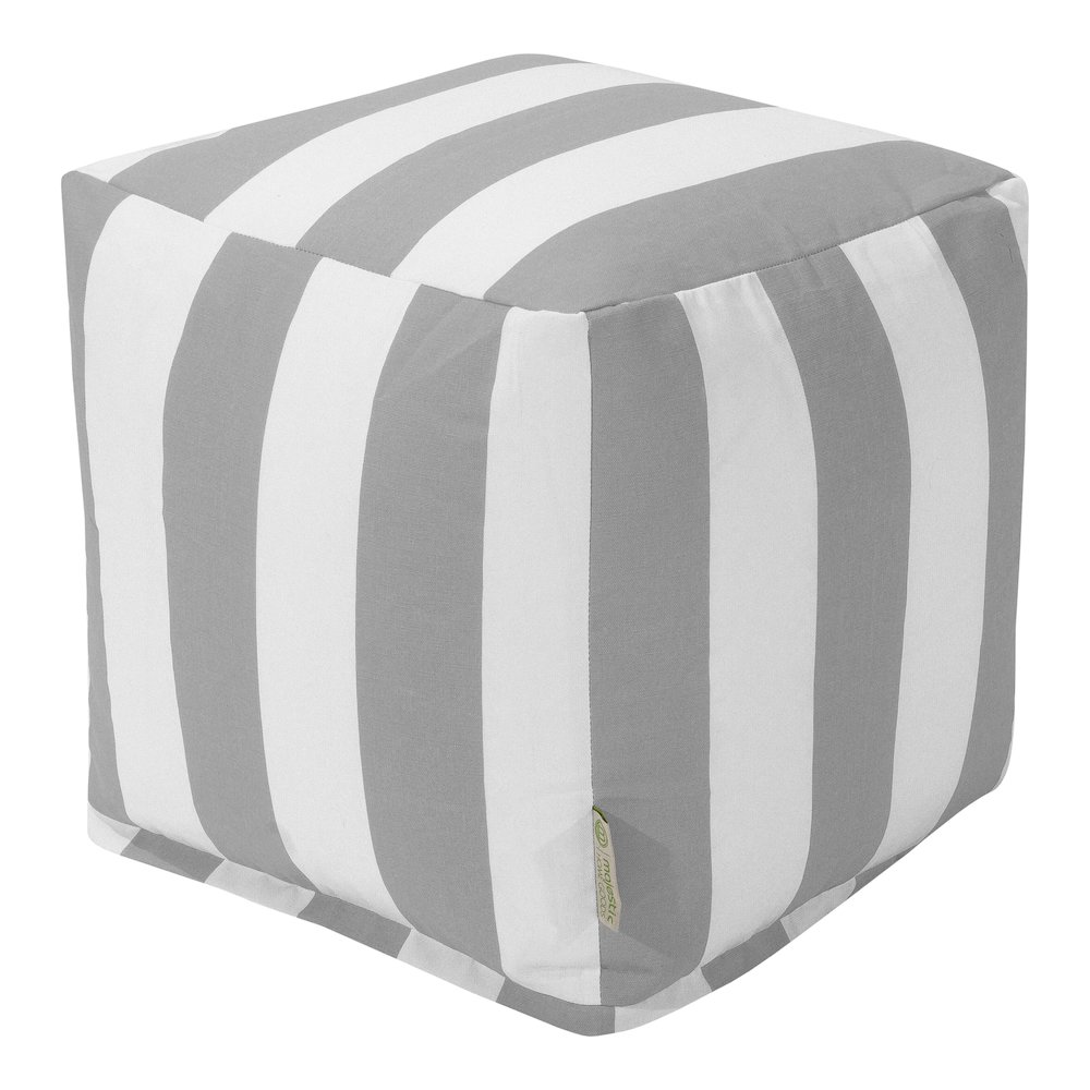 Majestic Home Goods Cube Pouf Vertical Stripe Gray. Picture 1