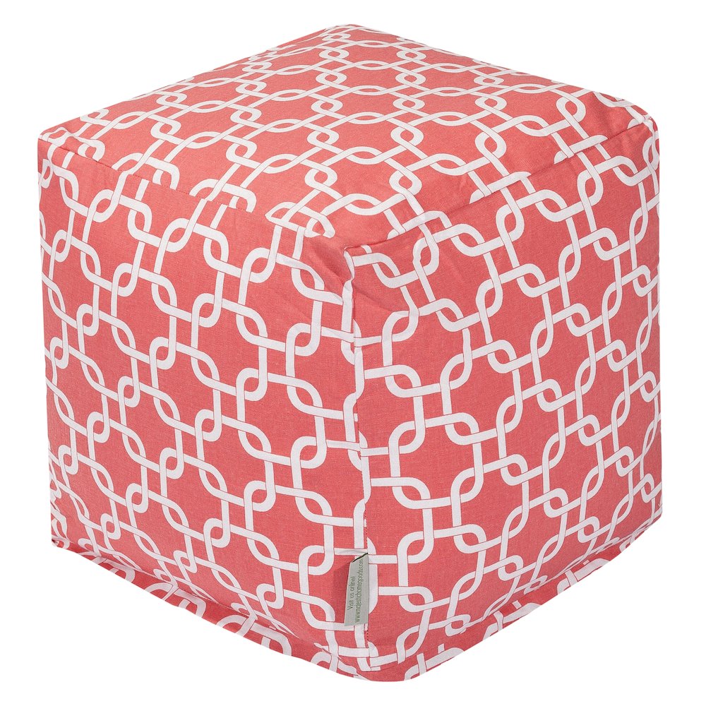 Majestic Home Goods Cube Pouf Links Coral. Picture 1