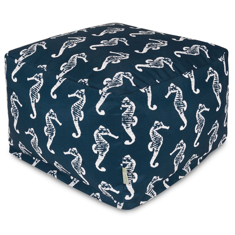 Majestic Home Goods Ottoman Pouf Sea Horse Navy. Picture 1