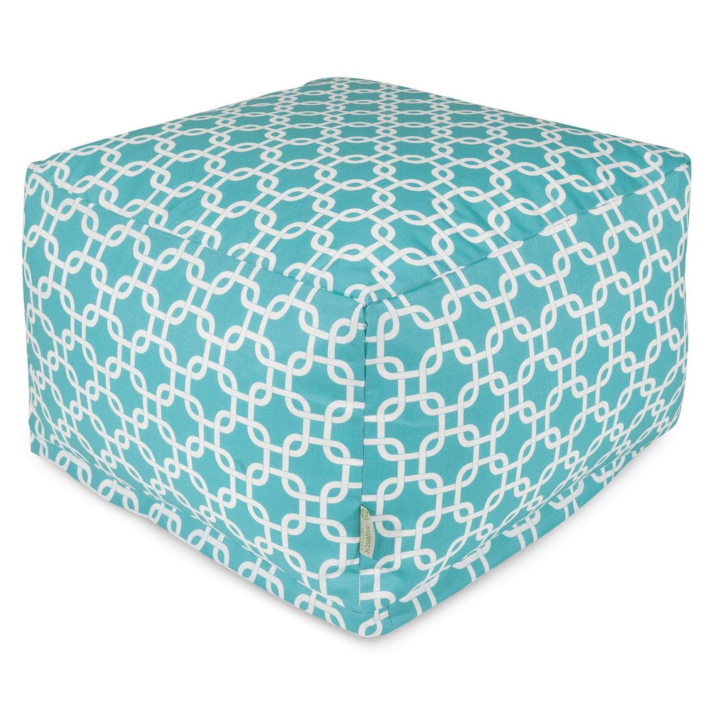 Majestic Home Goods Ottoman Pouf Links Teal. Picture 1