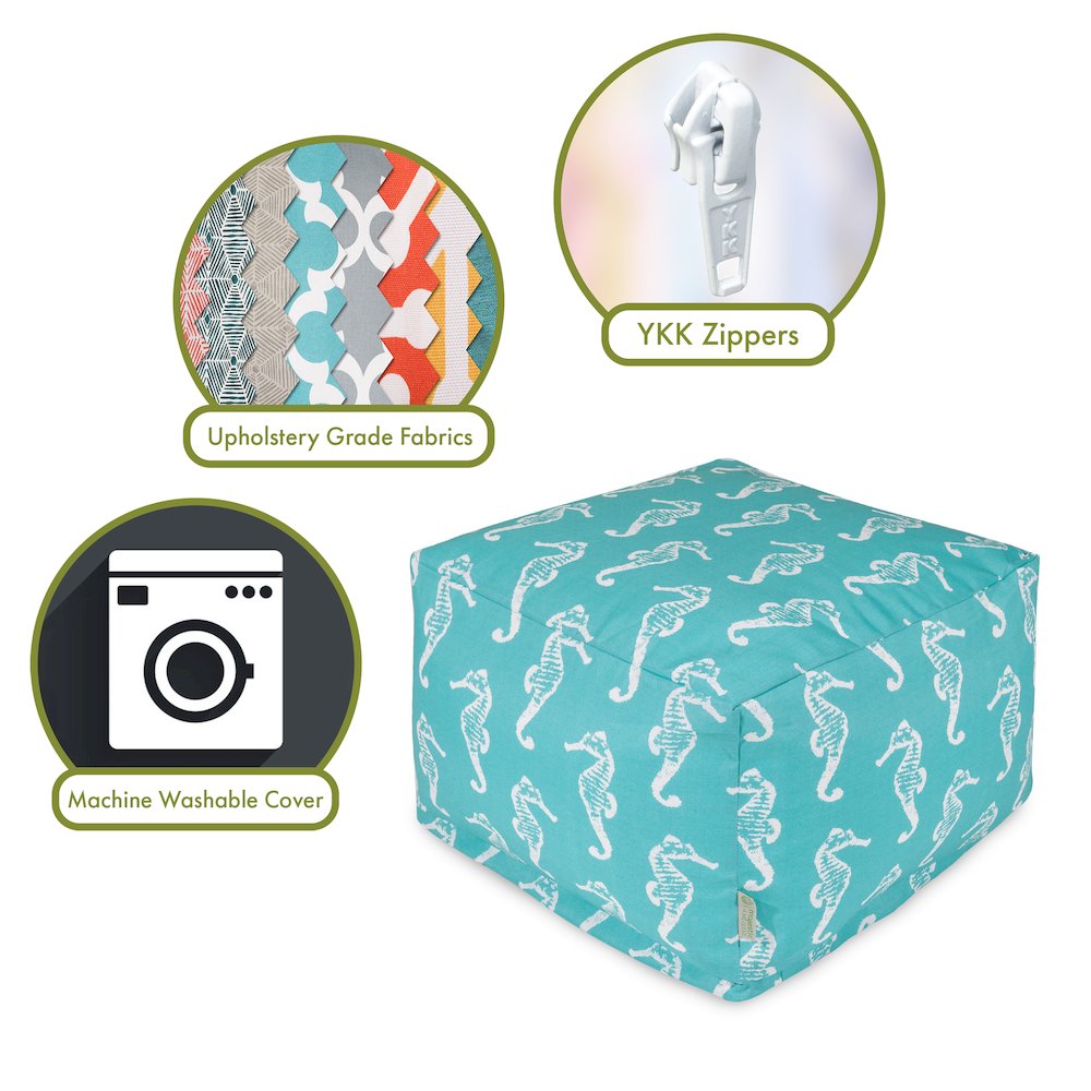 Majestic Home Goods Ottoman Pouf Sea Horse Teal. Picture 2