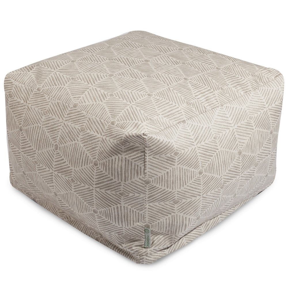 Majestic Home Goods Ottoman Pouf Charlie Beige Metallic. Picture 1