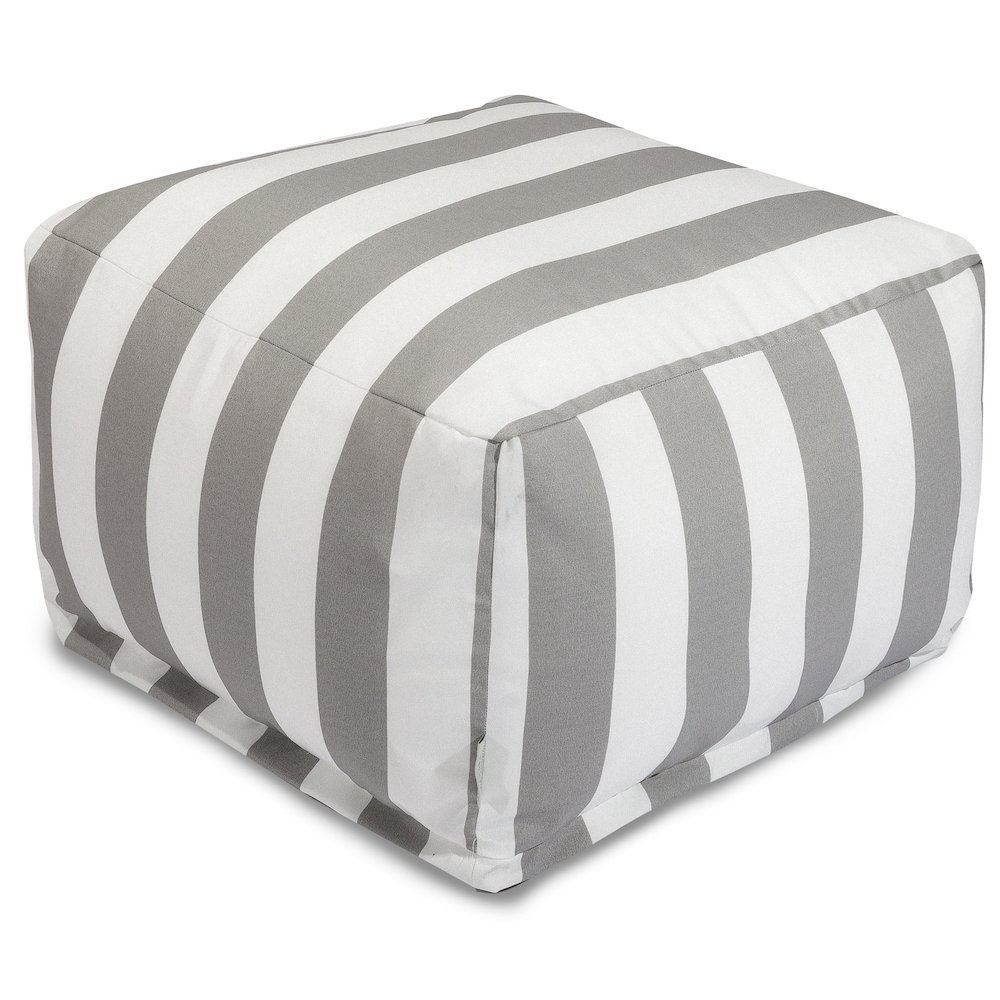 Majestic Home Goods Ottoman Pouf Vertical Stripe Gray. Picture 1