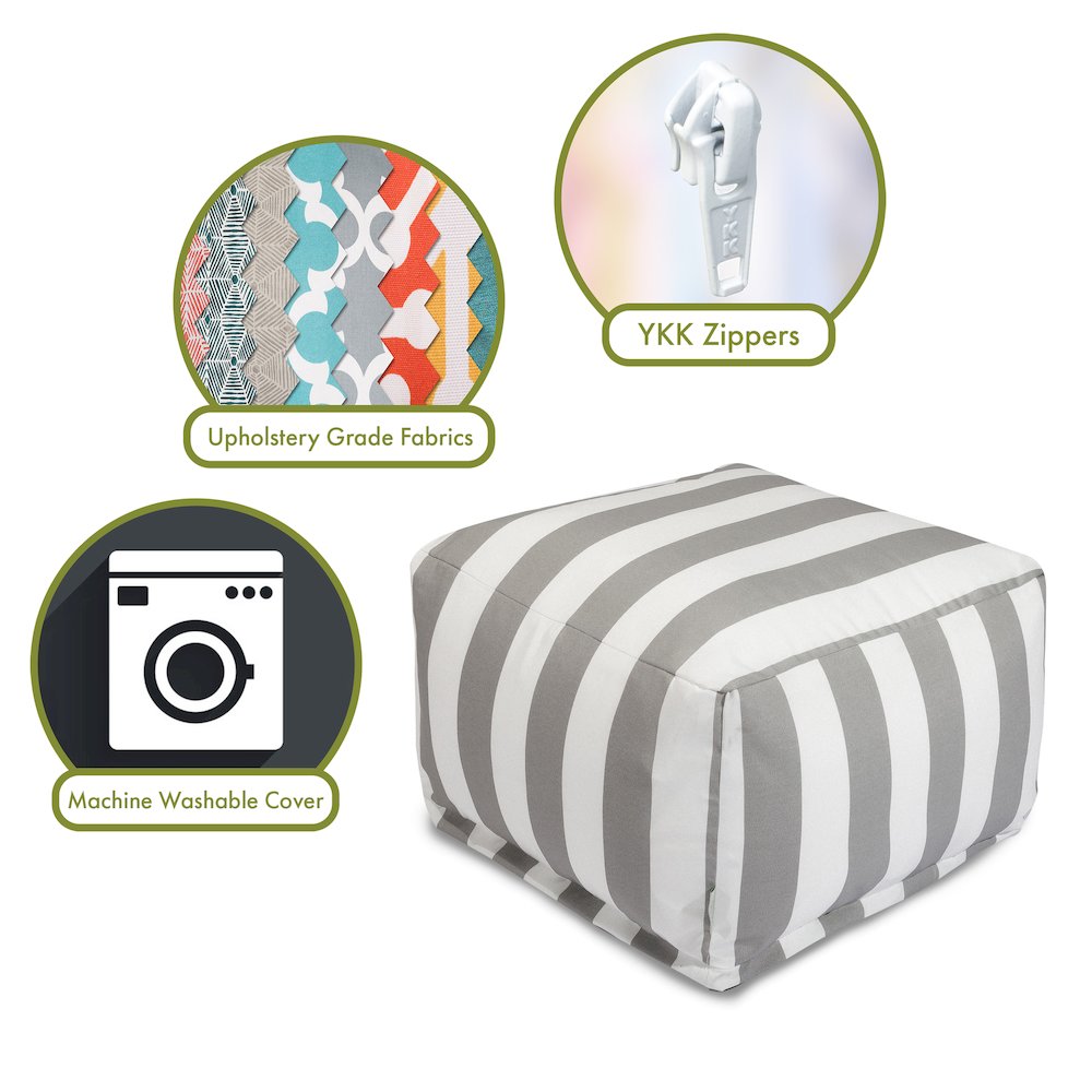 Majestic Home Goods Ottoman Pouf Vertical Stripe Gray. Picture 2
