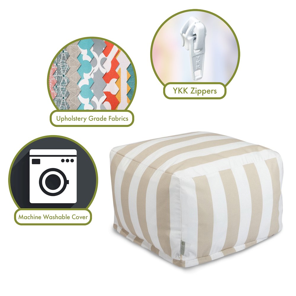 Majestic Home Goods Ottoman Pouf Vertical Stripe Sand. Picture 2
