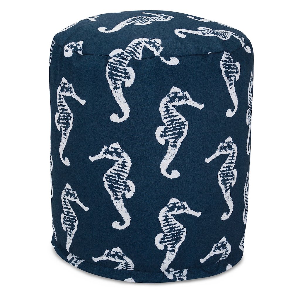 Majestic Home Goods Pouf Sea Horse Navy. Picture 1