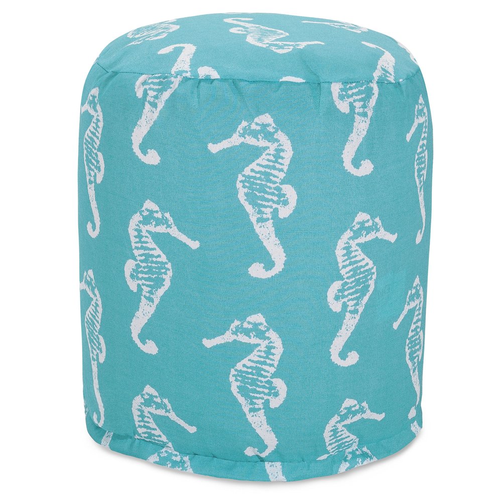Majestic Home Goods Pouf Sea Horse Teal. Picture 1