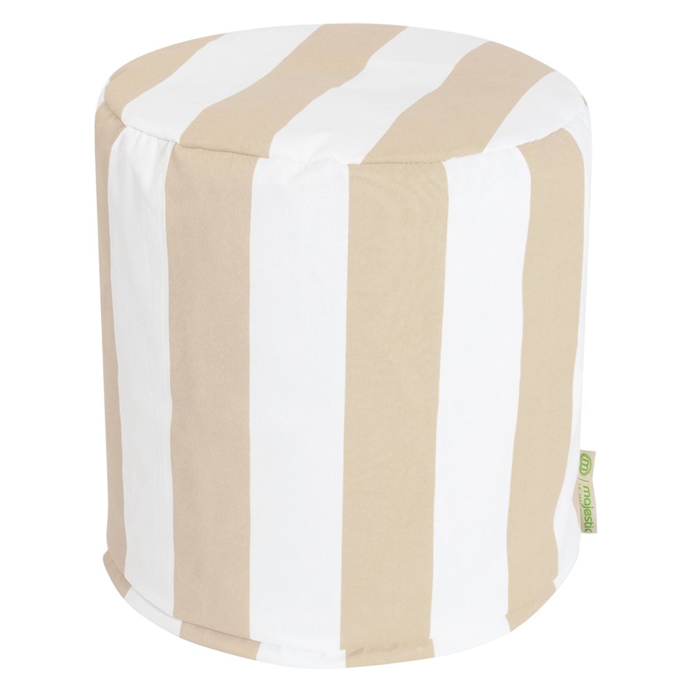 Majestic Home Goods Pouf Vertical Stripe Sand. Picture 1