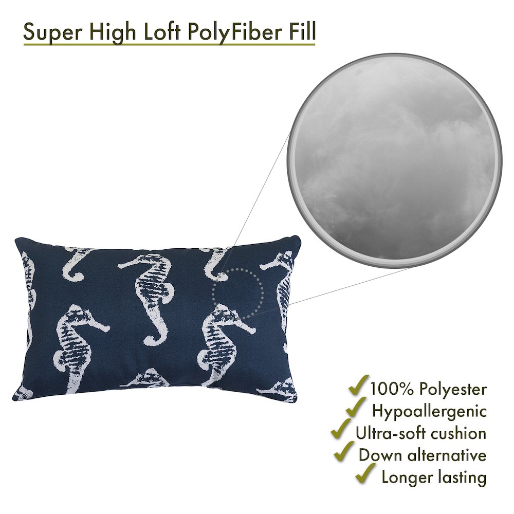 Majestic Home Goods Pillow 12x20 Sea Horse Navy. Picture 2