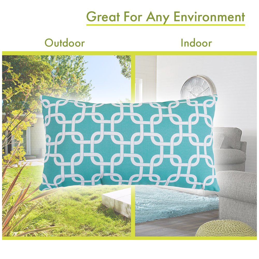 Majestic Home Goods Pillow 12x20 Links Teal. Picture 4