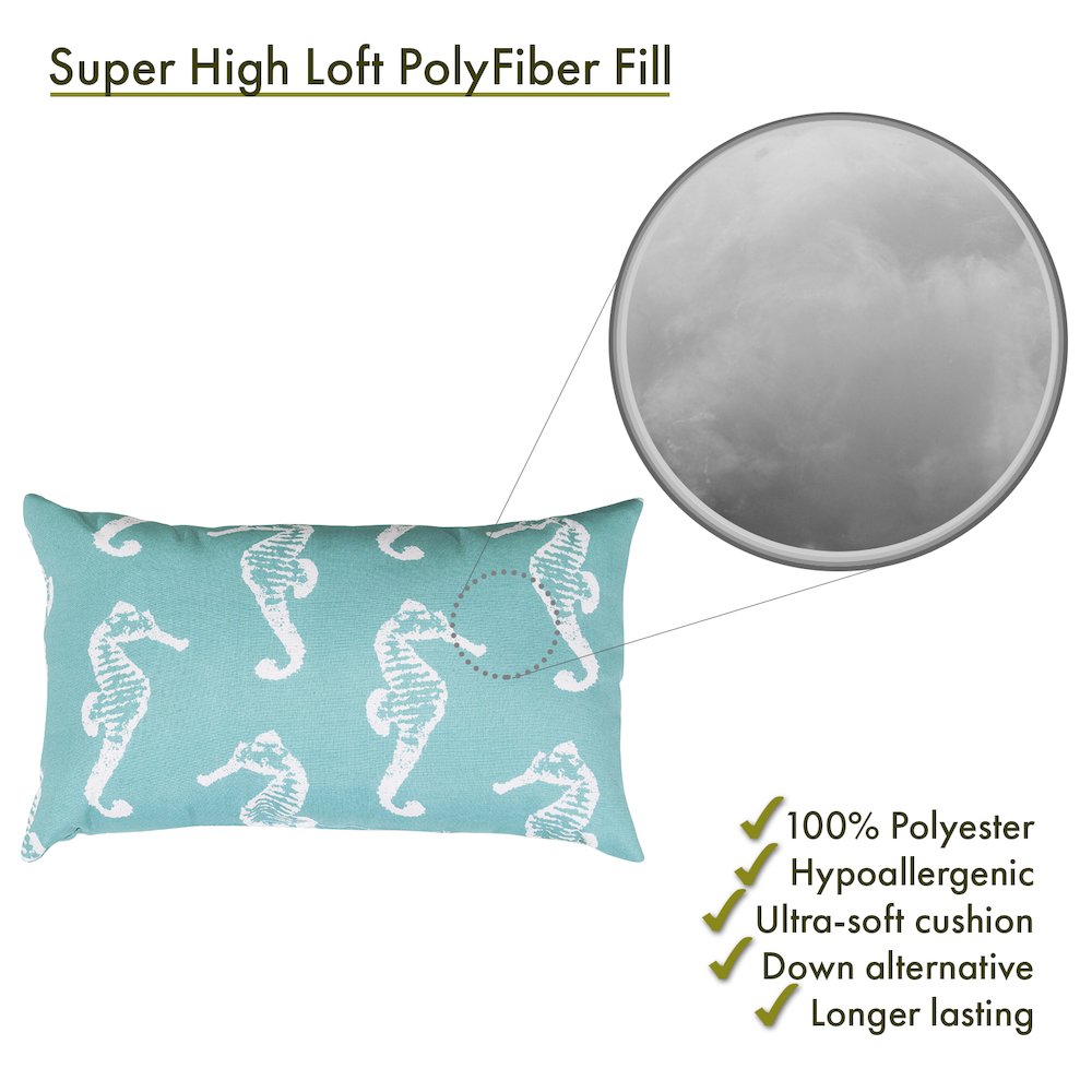 Majestic Home Goods Pillow 12x20 Sea Horse Teal. Picture 2
