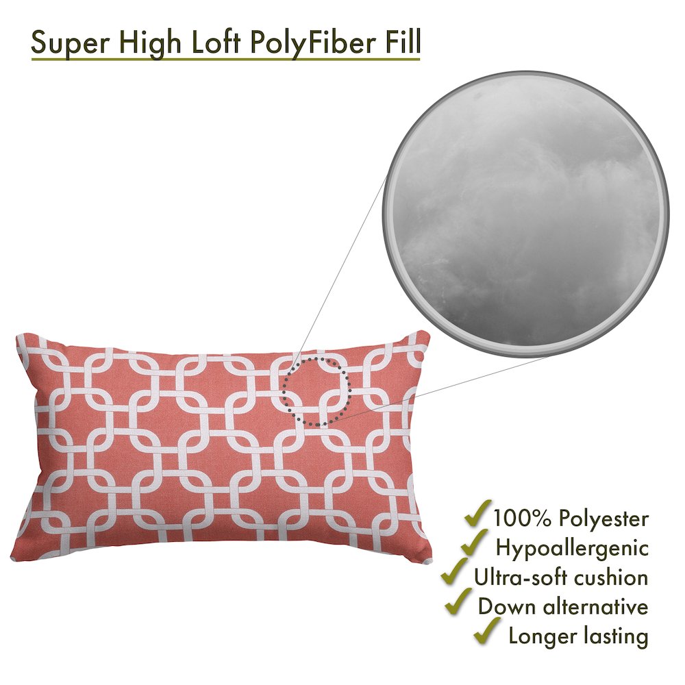 Majestic Home Goods Pillow 12x20 Links Coral. Picture 2
