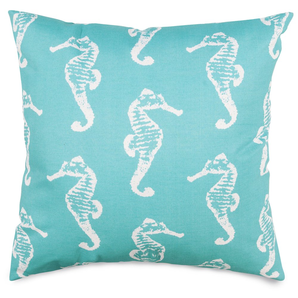 Majestic Home Goods Pillow 20x20 Sea Horse Teal. Picture 1
