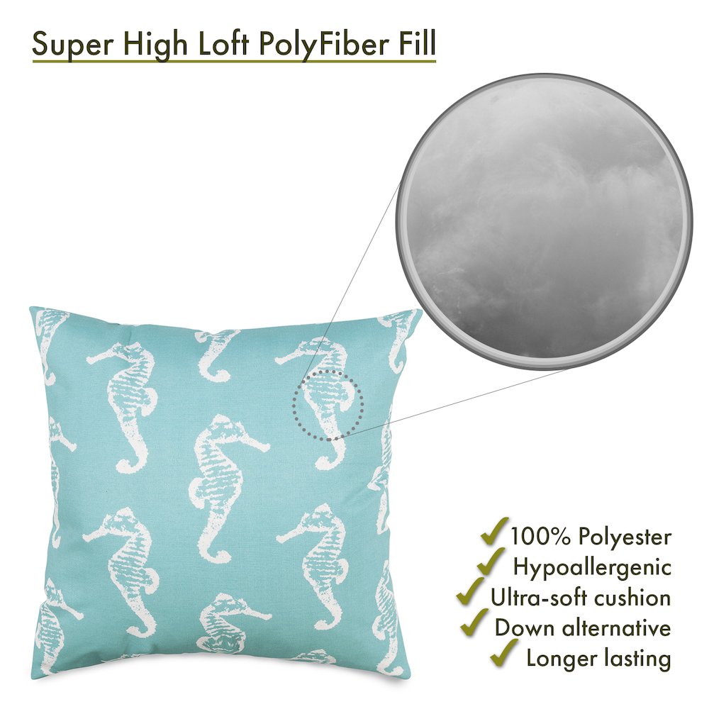 Majestic Home Goods Pillow 20x20 Sea Horse Teal. Picture 2