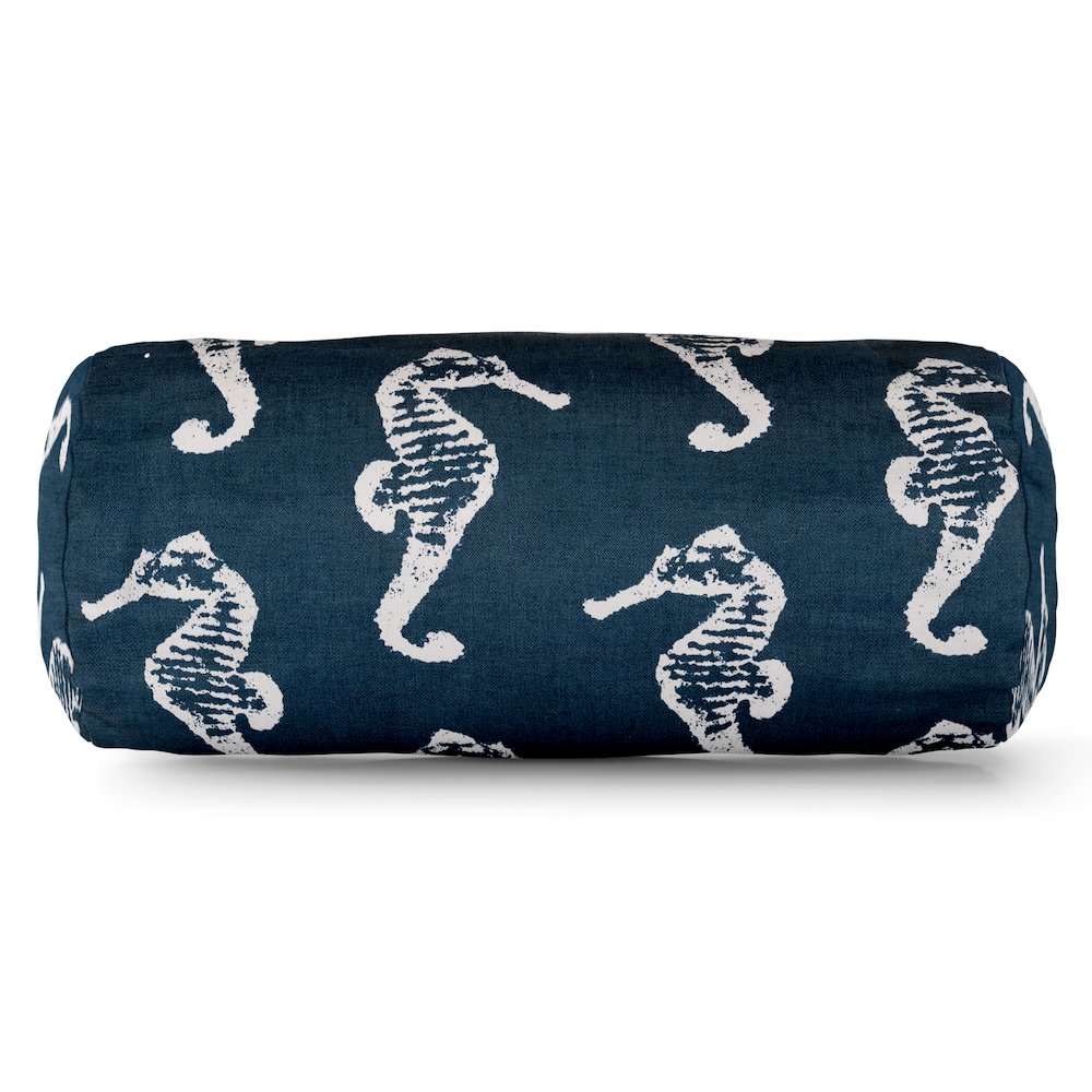 Majestic Home Goods Bolster Pillow Sea Horse Navy. Picture 1