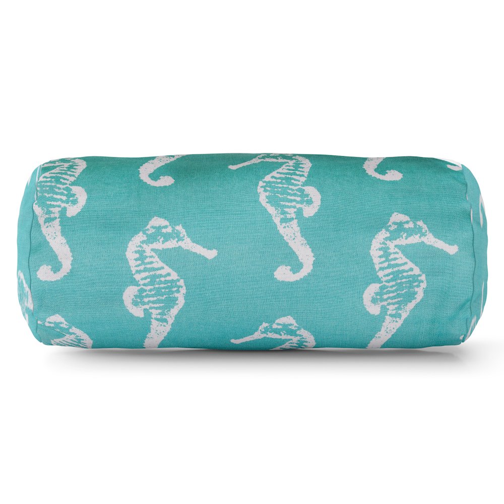 Majestic Home Goods Bolster Pillow Sea Horse Teal. Picture 1