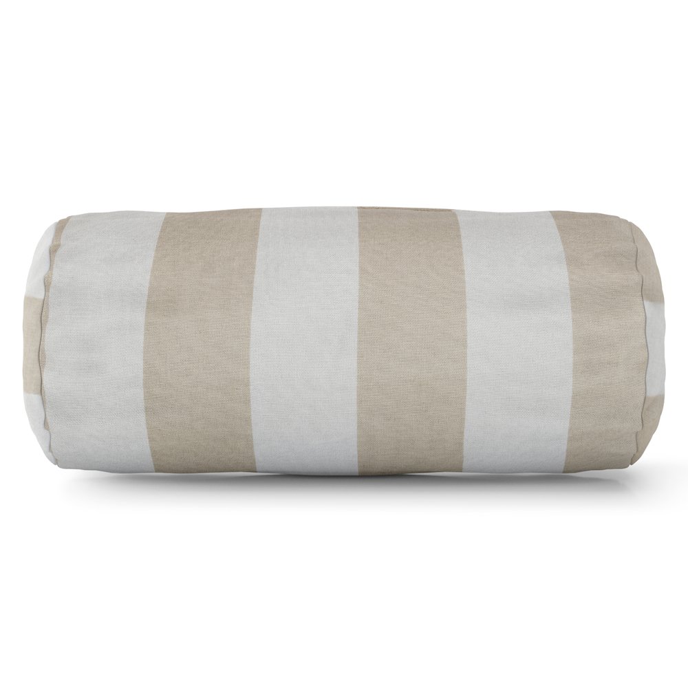 Majestic Home Goods Bolster Pillow Vertical Stripe Sand. Picture 1