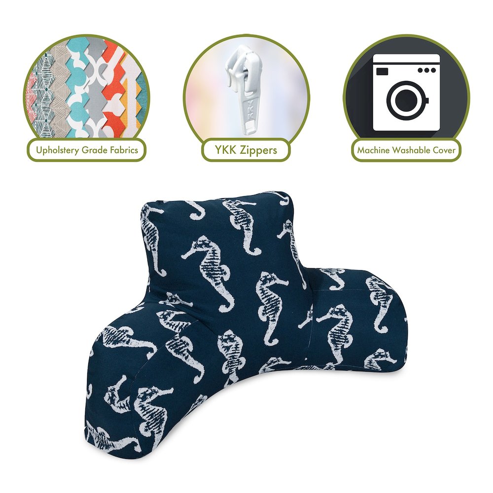 Majestic Home Goods Reading Pillow Sea Horse Navy. Picture 2