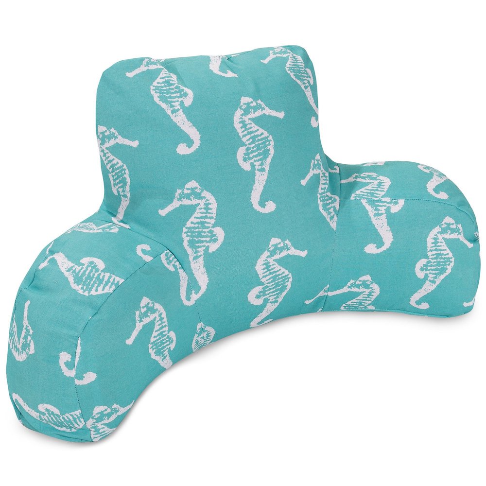 Majestic Home Goods Reading Pillow Sea Horse Teal. Picture 1