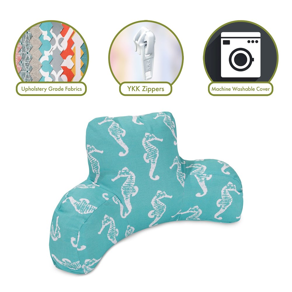 Majestic Home Goods Reading Pillow Sea Horse Teal. Picture 2