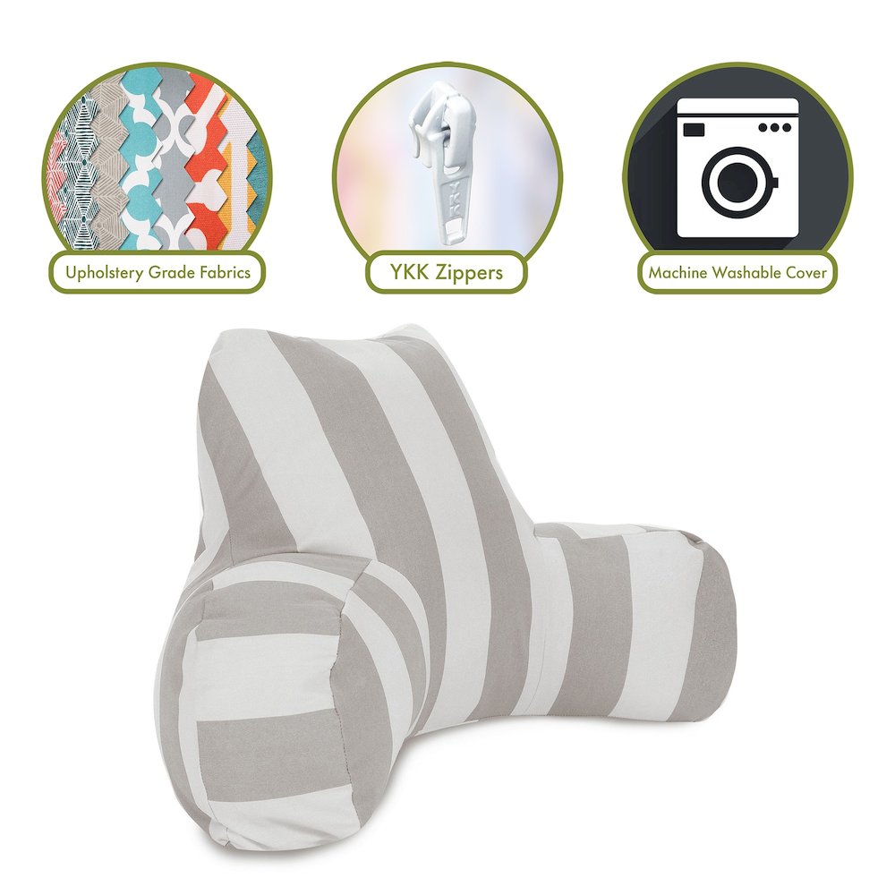 Majestic Home Goods Reading Pillow Vertical Stripe Gray. Picture 2