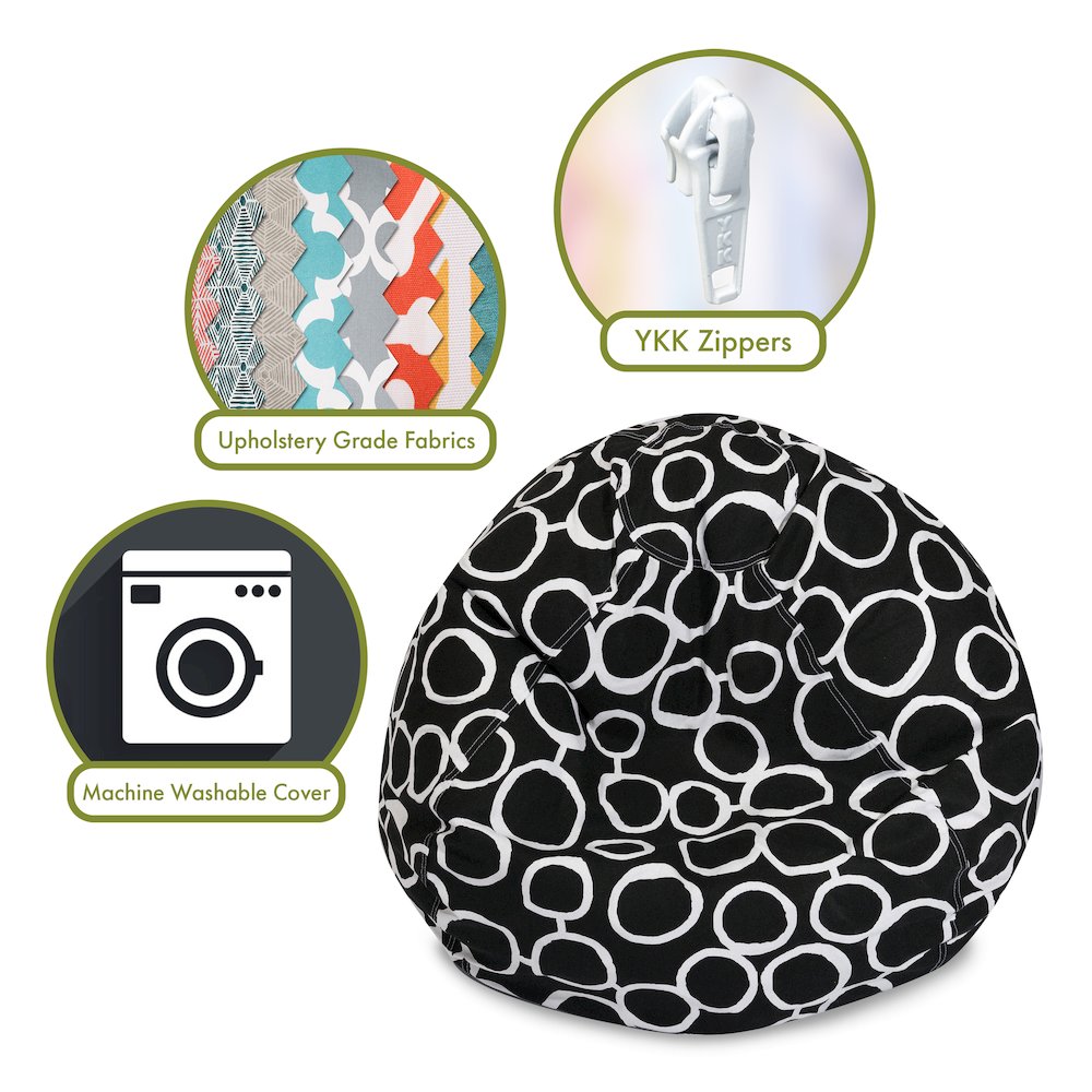 Majestic Home Goods Small Bean Bag Fusion Black. Picture 2