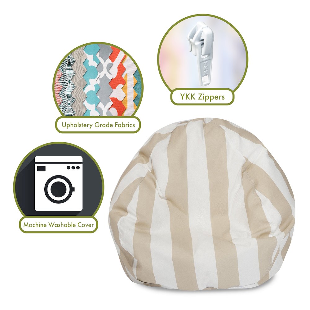 Majestic Home Goods Small Bean Bag Vertical Stripe Sand. Picture 2