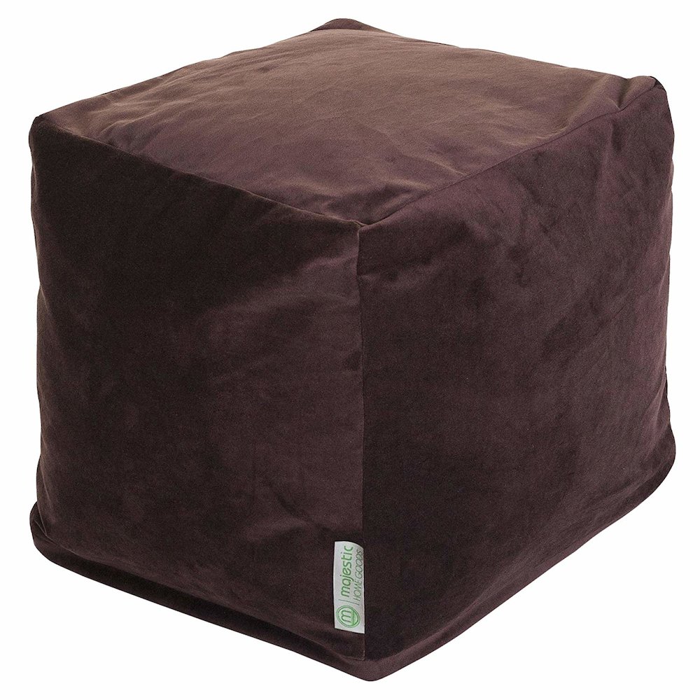 Majestic Home Goods Cube Pouf Faux Suede Dark Brown. Picture 1