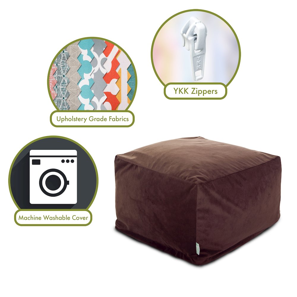 Majestic Home Goods Ottoman Pouf Faux Suede Dark Brown. Picture 2