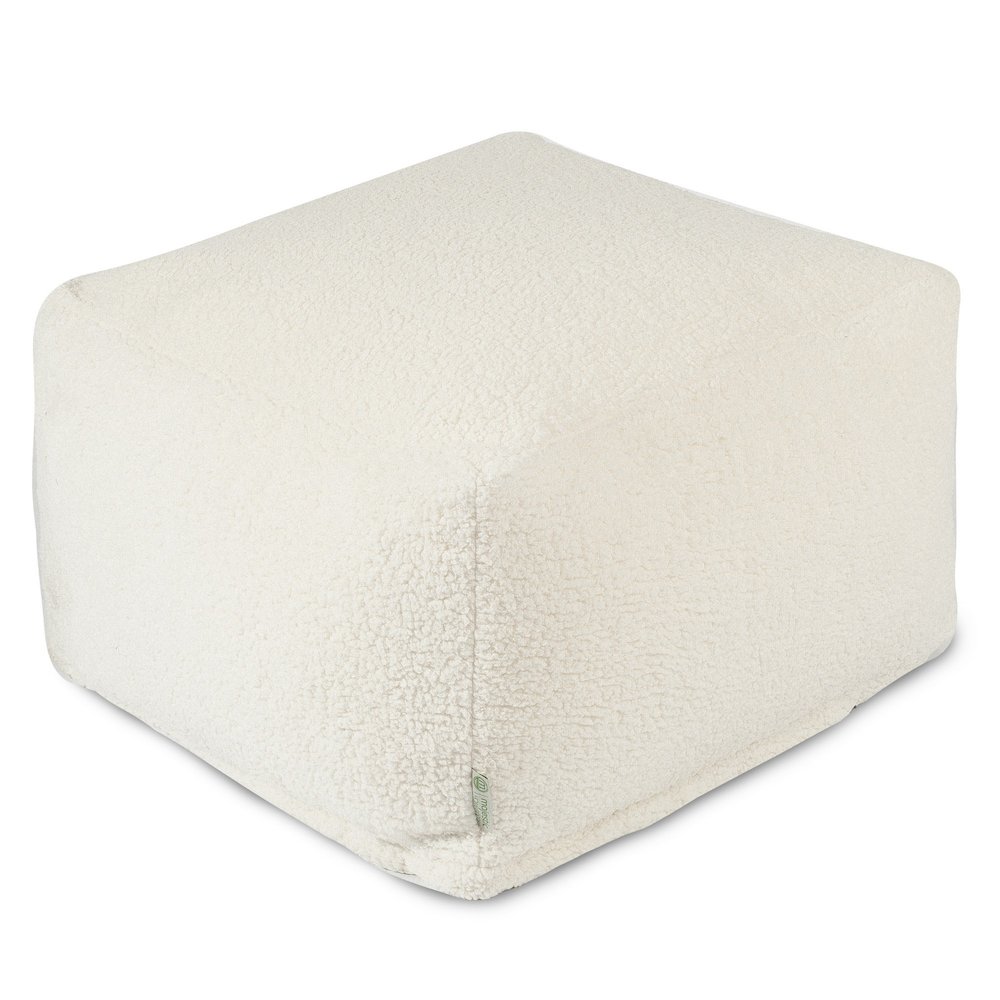 Majestic Home Goods Ottoman Pouf Sherpa Cream. Picture 1