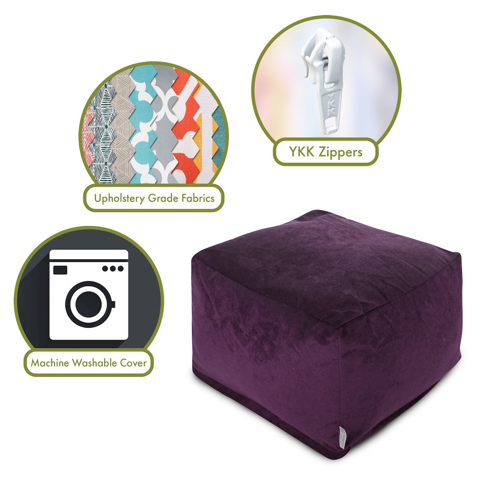 Majestic Home Goods Ottoman Pouf Villa Aubergine. Picture 2