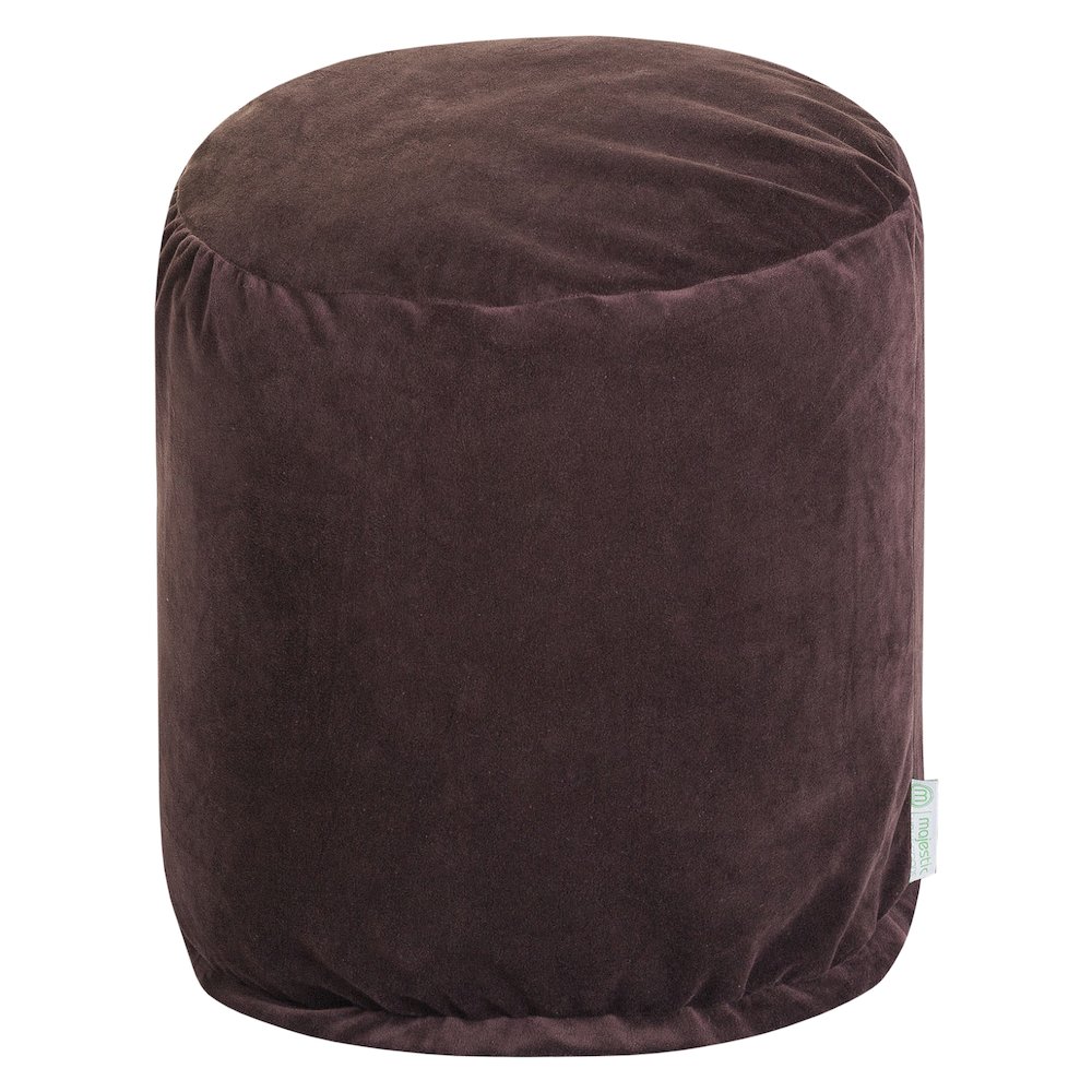 Majestic Home Goods Pouf Faux Suede Dark Brown. Picture 1