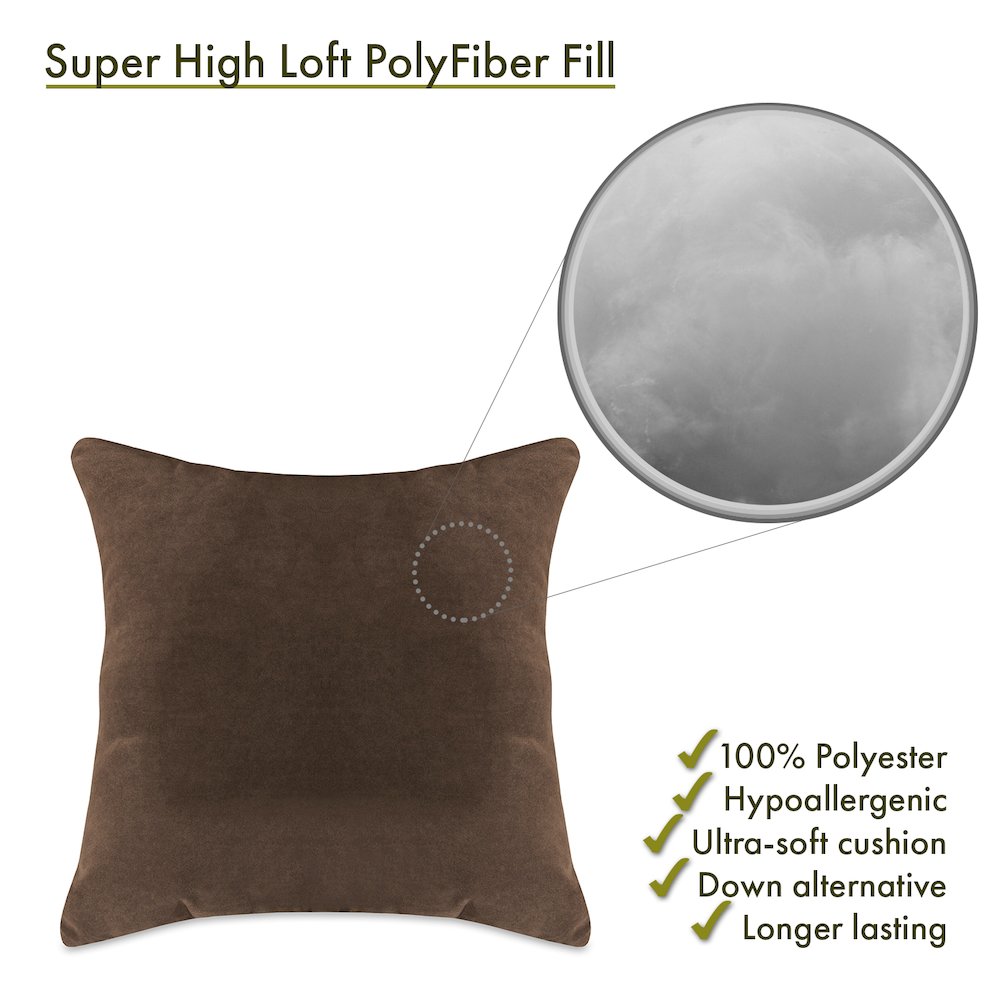 Majestic Home Goods Pillow 20x20 Faux Suede Dark Brown. Picture 2