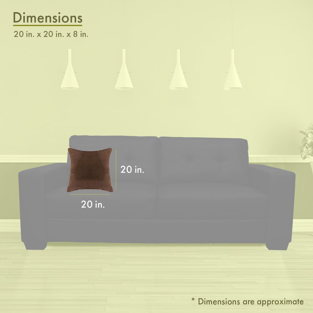 Majestic Home Goods Pillow 20x20 Faux Suede Dark Brown. Picture 3